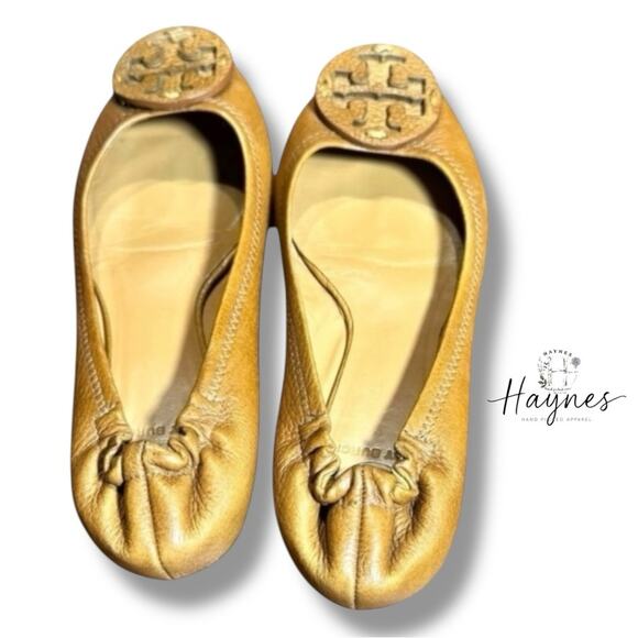TORY BURCH | Reva - Tan Leather Ballet Flats Size 7M {B10} - Picture 1 of 8